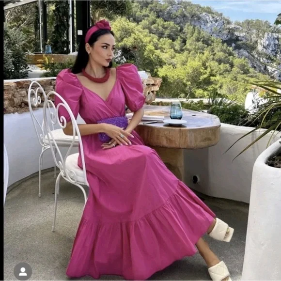 Zara Pink Puff Sleeve Maxi Dress - Picture 2 of 8